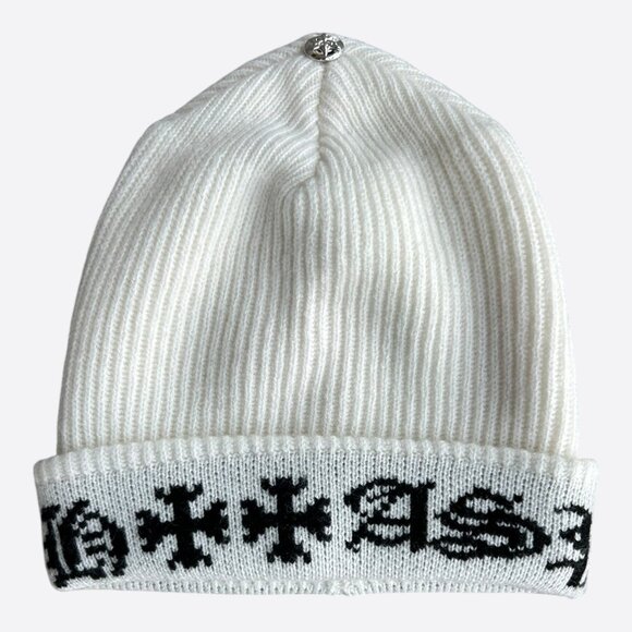 Chrome Hearts Other - Chrome Hearts White & Black Cross Logo Cashmere Beanie